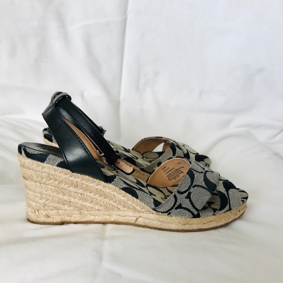 Coach Henley #1897 Black C Logo Wedge - Picture 3 of 8